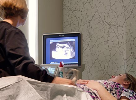 Ultrasound with doctor and patient